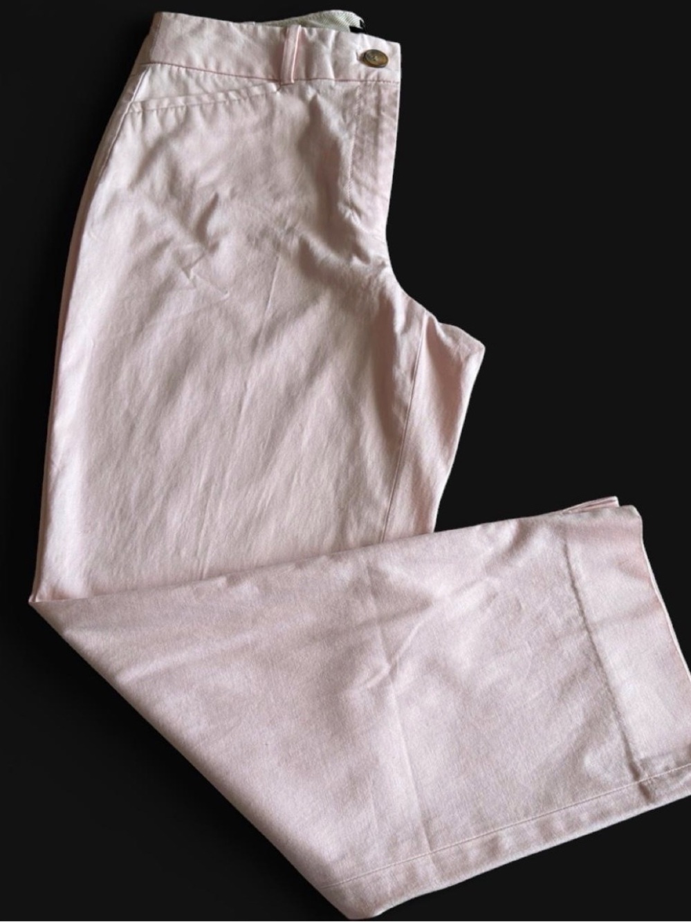 Talbots women’s cropped chinos, pastel pink, cotton stretch blend, size 6.